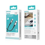 BWOO flätad kabel USB-C – USB-C 2m 60W svart