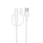 Evigt återvinningskabel 3w1 1,5m 2,4A USB-A - USB-C + microUSB + Lightning KR3W1-00 vit