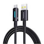 Baseus Lit Button-Control Snabbladdningsdatakabel USB-A till USB-C 100W 1m Kosmisk Svart