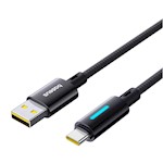 Baseus Lit Button-Control Snabbladdningsdatakabel USB-A till USB-C 100W 1m Kosmisk Svart