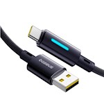 Baseus Lit Button-Control Snabbladdningsdatakabel USB-A till USB-C 100W 1m Kosmisk Svart