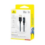 Baseus Lit Button-Control Snabbladdningsdatakabel USB-A till USB-C 100W 1m Kosmisk Svart