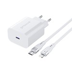 Proove Rapid PD väggladdare USB-C 20W med kabel USB-C – Lightning 27W vit