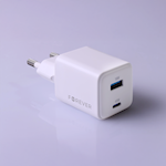 Forever TC-08-45AC GaN PD QC-laddare 1x USB-C 1x USB 45W vit