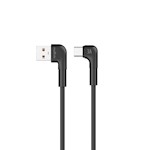 Maxlife MXUC-09 vinklad kabel USB – USB-C 2,0 m 3A svart