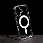 Anti Shock 1,5 mm Mag-fodral för iPhone 16 6,1" transparent med stort hål + knapp