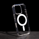 Anti Shock 1,5 mm Mag-fodral för iPhone 16 Pro Max 6,9″ transparent med stort hål + knapp