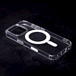 Anti Shock 1,5 mm Mag-fodral för iPhone 16 Pro Max 6,9″ transparent med stort hål + knapp