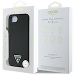 Guess HC MagSafe Grained PU Triangle Logo Case for iPhone 16e Black
