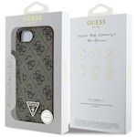Guess HC MagSafe PU 4G Ring Triangle Logo case for iPhone 16e Brown