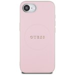 Guess HC MagSafe PU Grained Gold Ring case for iPhone 16e Pink