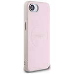 Guess HC MagSafe PU Grained Gold Ring case for iPhone 16e Pink