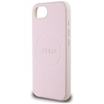 Guess HC MagSafe PU Grained Gold Ring case for iPhone 16e Pink