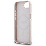Guess HC MagSafe PU Grained Gold Ring case for iPhone 16e Pink