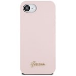 Guess HC Silikonskydd med Metallografi för iPhone 16e i rosa