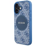 Guess HC MagSafe PU 4G Circle med klassisk logga-fodral för iPhone 16 Blå