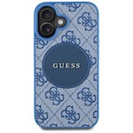 Guess HC MagSafe PU 4G Circle med klassisk logga-fodral för iPhone 16 Blå