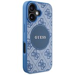 Guess HC MagSafe PU 4G Circle med klassisk logga-fodral för iPhone 16 Blå