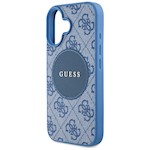 Guess HC MagSafe PU 4G Circle med klassisk logga-fodral för iPhone 16 Blå