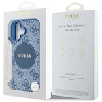Guess HC MagSafe PU 4G Circle med klassisk logga-fodral för iPhone 16 Blå