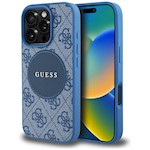 Guess HC MagSafe PU 4G Circle med Classic Logo-fodral för iPhone 16 Pro Blå