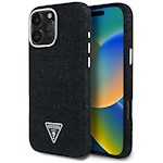 Guess HC MagSafe FW Denim Triangle Logo-fodral för iPhone 16 Pro Svart