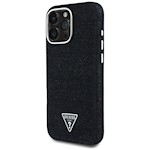 Guess HC MagSafe FW Denim Triangle Logo-fodral för iPhone 16 Pro Svart