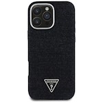Guess HC MagSafe FW Denim Triangle Logo-fodral för iPhone 16 Pro Svart