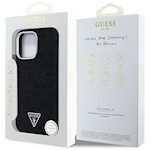 Guess HC MagSafe FW Denim Triangle Logo-fodral för iPhone 16 Pro Svart