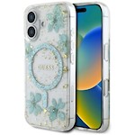 Gissa HC MagSafe-hölje med blommor och glitter i harts för iPhone 16, Turkos