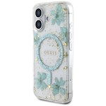 Gissa HC MagSafe-hölje med blommor och glitter i harts för iPhone 16, Turkos