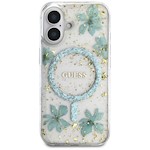 Gissa HC MagSafe-hölje med blommor och glitter i harts för iPhone 16, Turkos