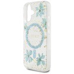 Gissa HC MagSafe-hölje med blommor och glitter i harts för iPhone 16, Turkos