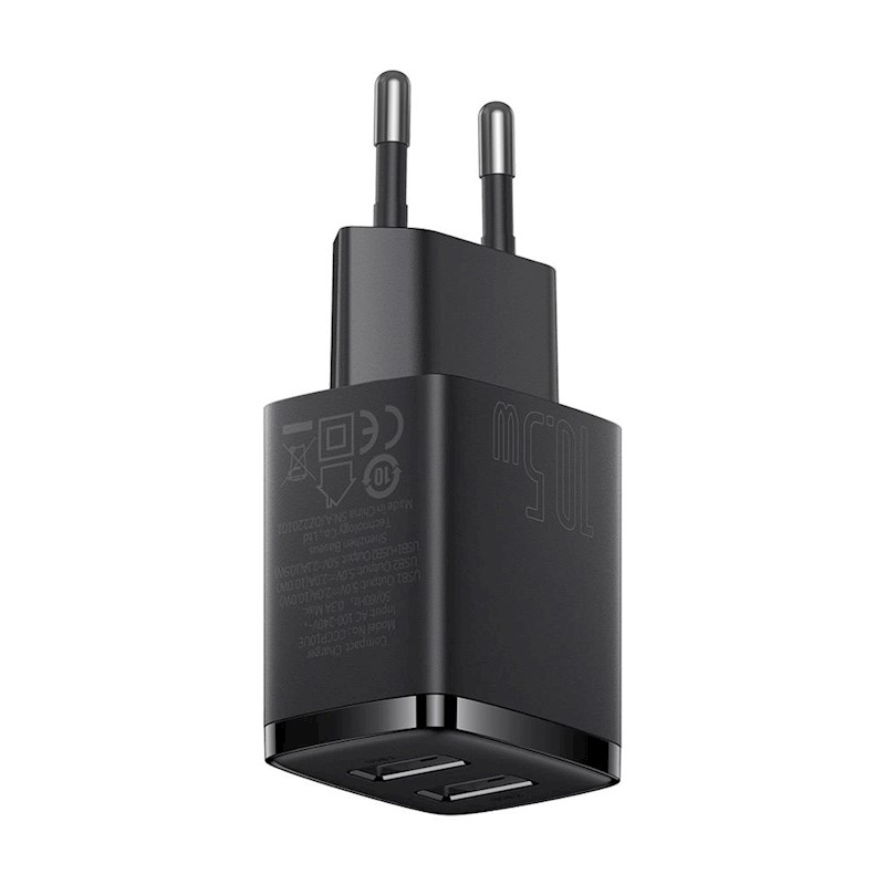 Baseus wall charger Compact 2 x USB black 10,5w