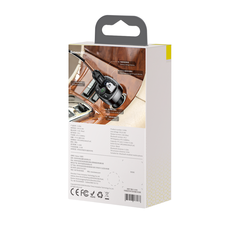 Baseus transmiter FM T Shaped S-09A Bluetooth MP3 black