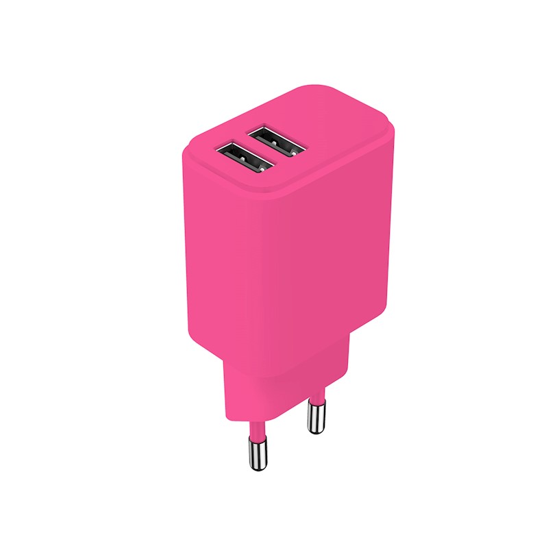 Setty charger 2x USB 2,4A LSIM-AA-126 pink