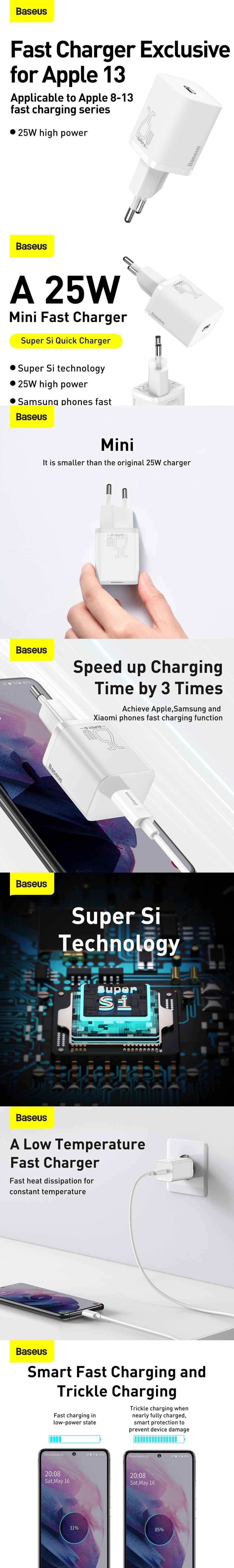 Baseus wall charger Super Si PD 25W 1x USB-C white
