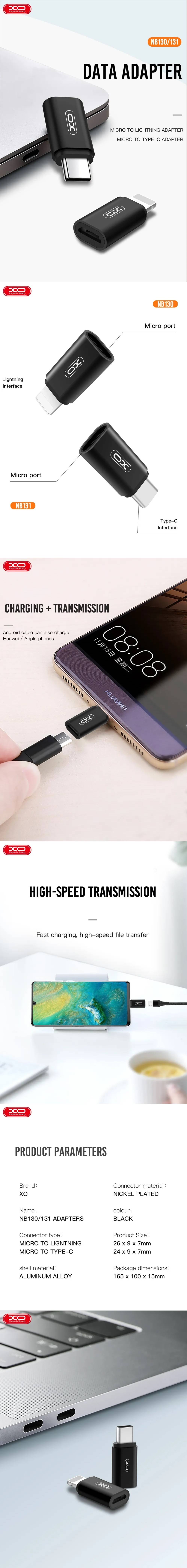 XO adapter NB130 micro-USB to 8-pin black